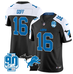 Detroit Lions 2024 Michigan & 90th Year Patch Vapor Custom Jersey - All Stitched ALTERNATE #16 JARED GOFF