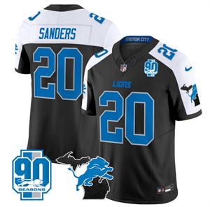 Detroit Lions 2024 Michigan & 90th Year Patch Vapor Custom Jersey - All Stitched ALTERNATE #20 BARRY SANDERS