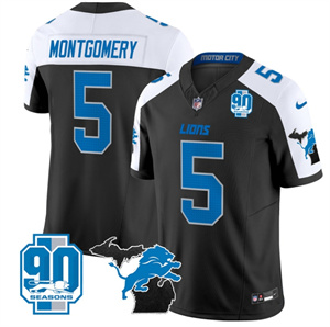 Detroit Lions 2024 Michigan & 90th Year Patch Vapor Custom Jersey - All Stitched ALTERNATE #5 DAVID MONTGOMERY
