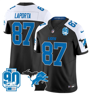 Detroit Lions 2024 Michigan & 90th Year Patch Vapor Custom Jersey - All Stitched ALTERNATE #87 SAM LAPORTA