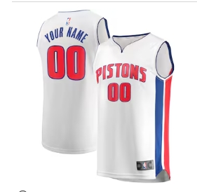 Detroit Pistons Fanatics Fast Break Custom Replica Jersey White - Association Edition