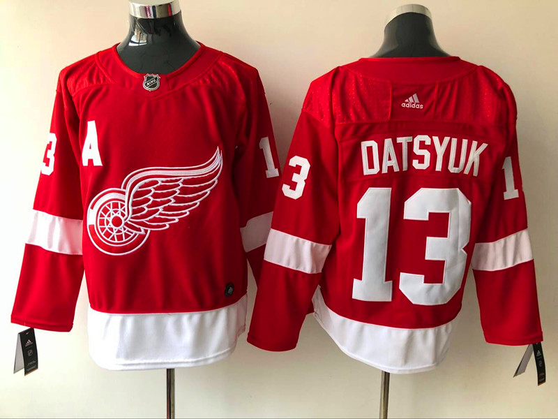 Detroit Red Wings #13 Pavel Datsyuk Adidas Home Red Hockey Jersey Stitched