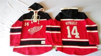 Detroit Red Wings #14 Gustav Nyquist Red Sawyer Hooded Sweatshirt Stitched NHL Jersey