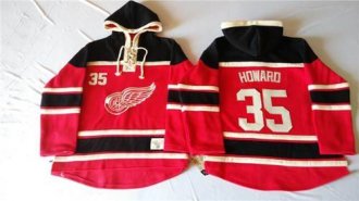 Detroit Red Wings #35 Jimmy Howard Red Sawyer Hooded Sweatshirt Stitched NHL Jersey