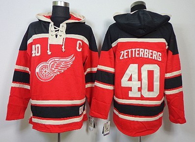 Detroit Red Wings #40 Henrik Zetterberg Red Old Time Hockey hoodies Stitched