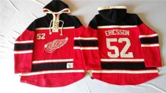 Detroit Red Wings #52 Jonathan Ericsson Red Sawyer Hooded Sweatshirt Stitched NHL Jersey