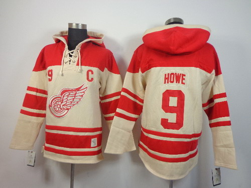 Detroit Red Wings #9 Gordie Howe Cream Hoody Stitched