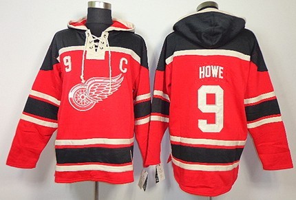 Detroit Red Wings #9 Gordie Howe Red Old Time Hockey hoodies Stitched