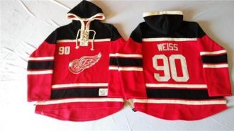 Detroit Red Wings #90 Stephen Weiss Red Sawyer Hooded Sweatshirt Stitched NHL Jersey