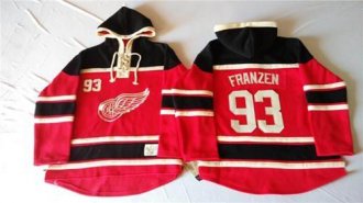 Detroit Red Wings #93 Johan Franzen Red Sawyer Hooded Sweatshirt Stitched NHL Jersey