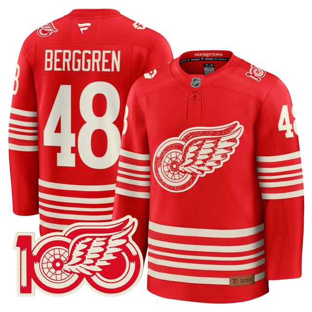 Detroit Red Wings Centennial Season Premium Jersey - All Stitched Jonatan Berggren  48