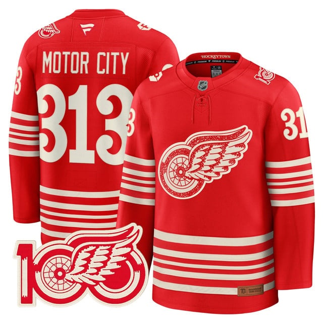 Detroit Red Wings Centennial Season Premium Jersey - All Stitched Motor City 313