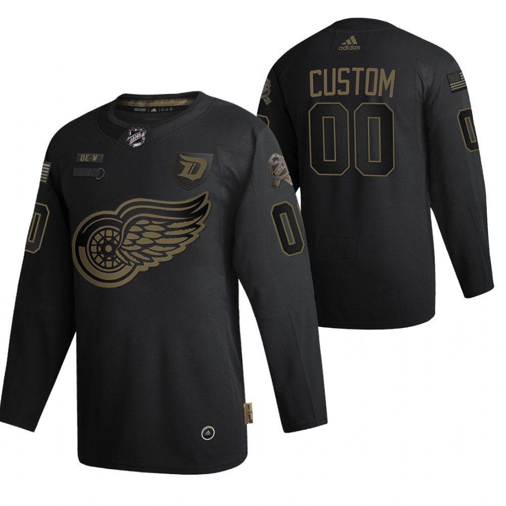 Detroit Red Wings Custom Black 2020 Salute To Service Authentic Jersey