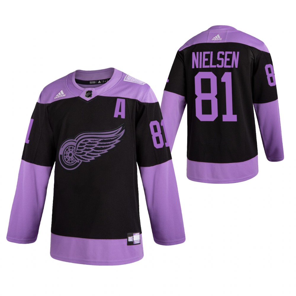 Detroit Red Wings HockeyFightsCancer frans nielsen Purple Jersey Authentic