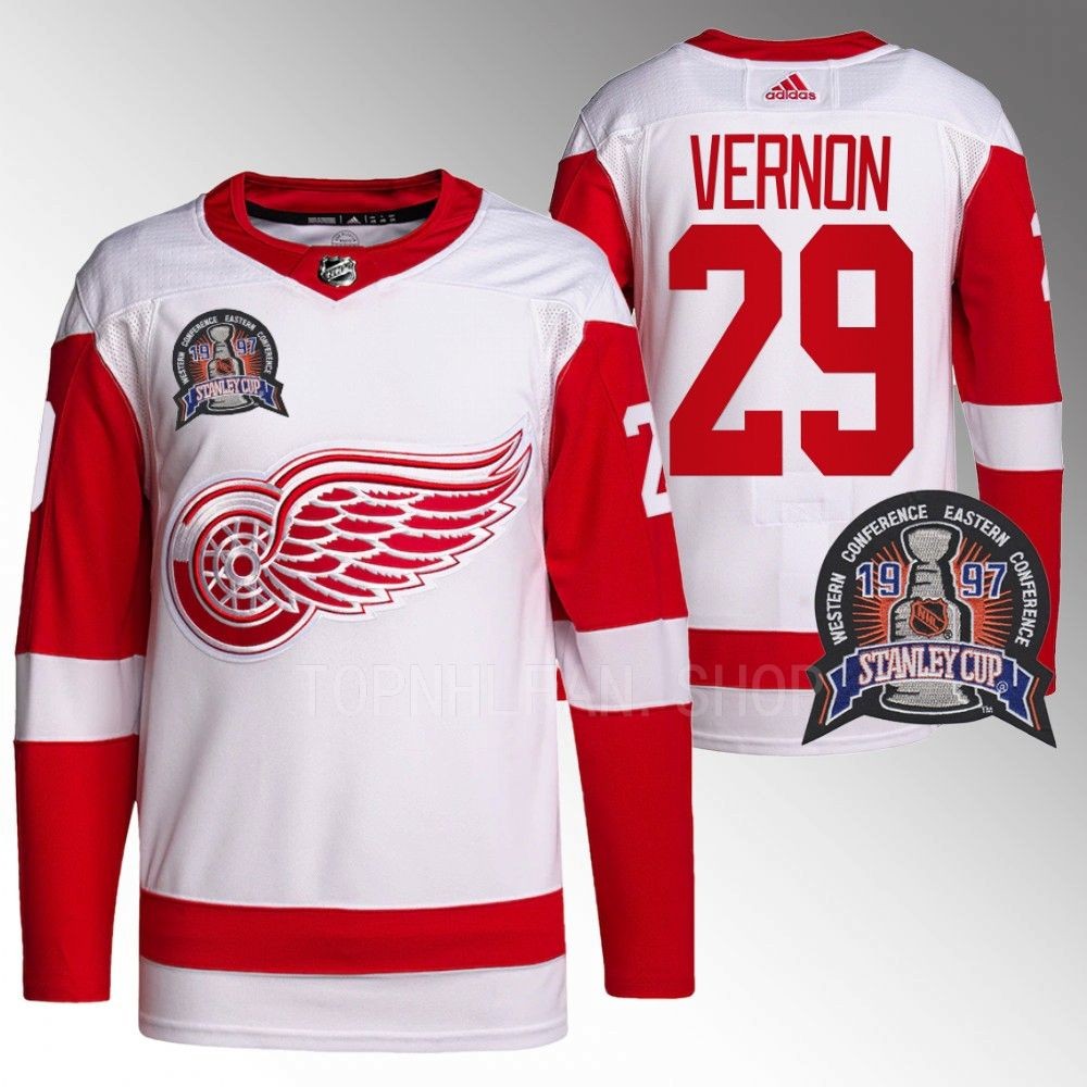 Detroit Red Wings Mike Vernon 1997 Stanley Cup Red 25th Anniversary Jersey