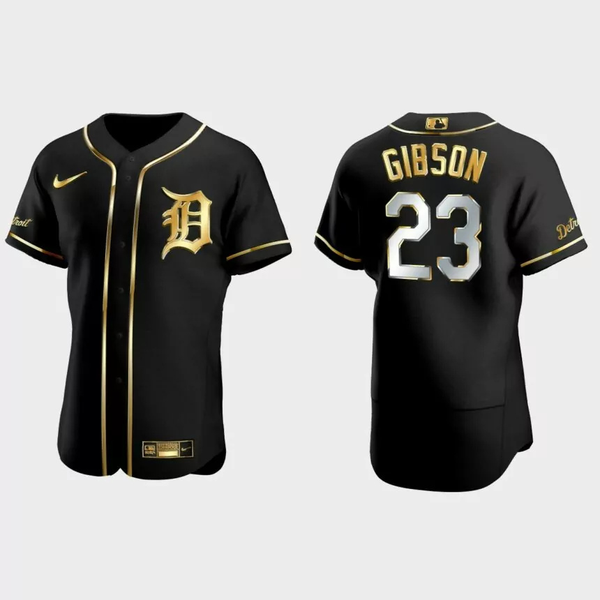 Detroit Tigers #23 Kirk Gibson Golden Edition Authentic Jersey – Black.jpg
