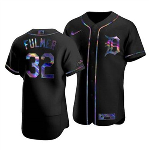 Detroit Tigers #32 Michael Fulmer Men's Nike Iridescent Holographic Collection MLB Jersey - Black