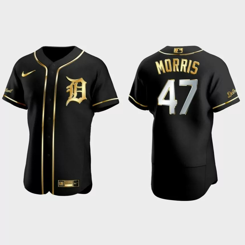Detroit Tigers #47 Jack Morris Golden Edition Authentic Jersey – Black.jpg