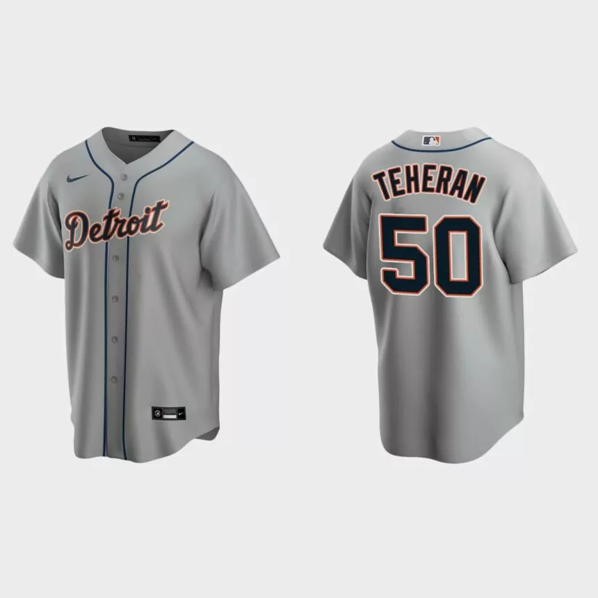 Detroit Tigers #50 Julio Teheran Replica Road Jersey – Gray.jpg