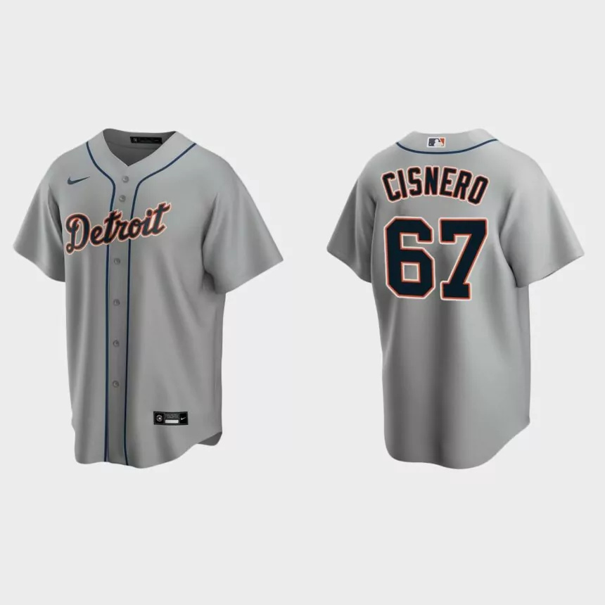 Detroit Tigers #67 Jose Cisnero Replica Road Jersey – Gray.jpg