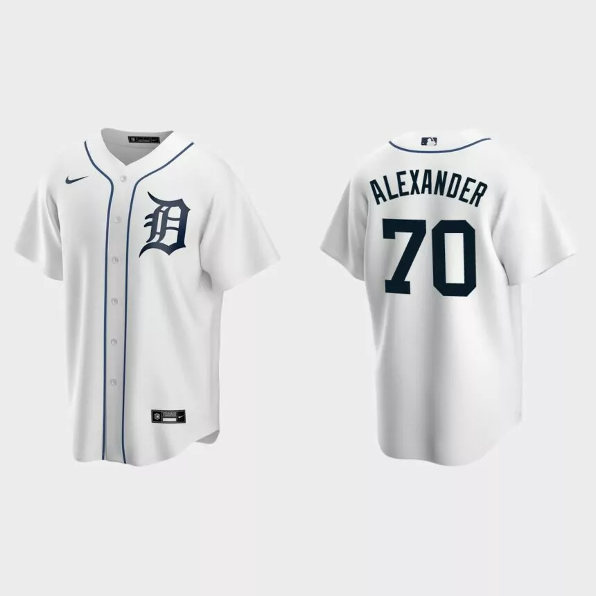 Detroit Tigers #70 Tyler Alexander Replica Home Jersey – White.jpg