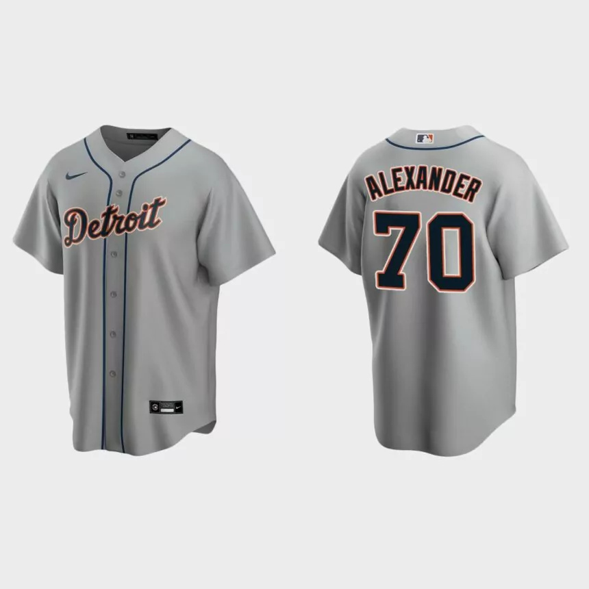 Detroit Tigers #70 Tyler Alexander Replica Road Jersey – Gray.jpg