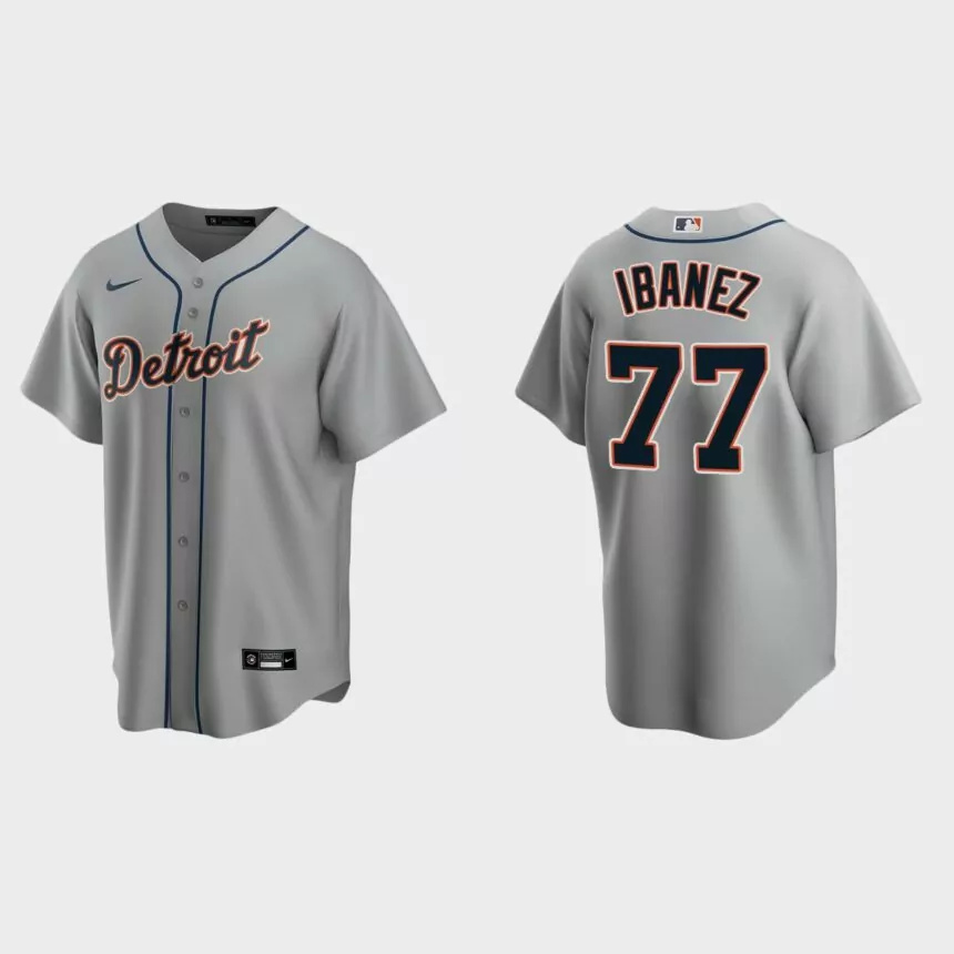 Detroit Tigers Andy Ibanez Replica Road Jersey – Gray.jpg