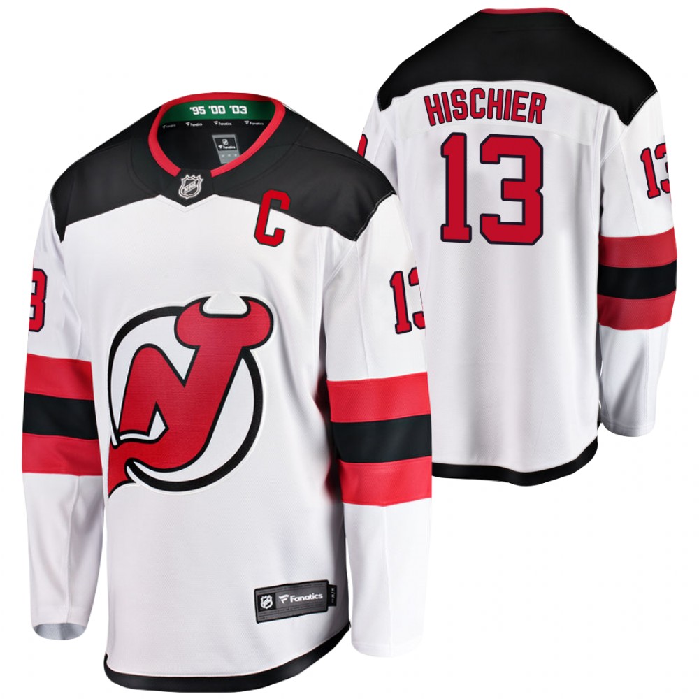 Devils #13 Nico Hischier White Away Jersey