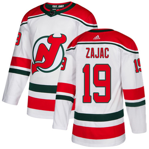 Devils #19 Travis Zajac White Alternate Authentic Stitched Hockey Jersey