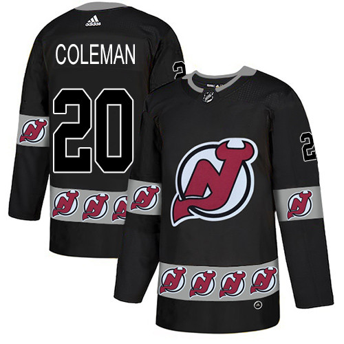 Devils #20 Blake Coleman Black Authentic Team Logo Fashion Stitched Hockey Jersey