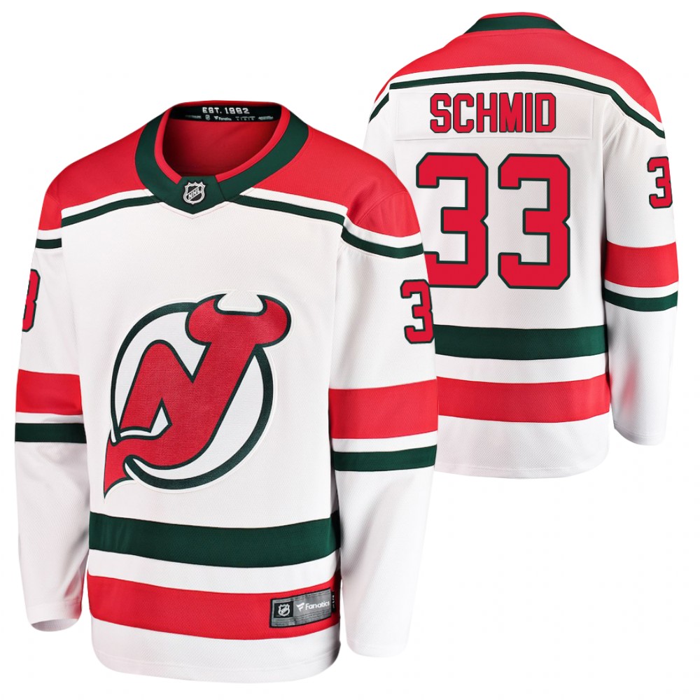 Devils #33 Akira Schmid White Alternate Jersey