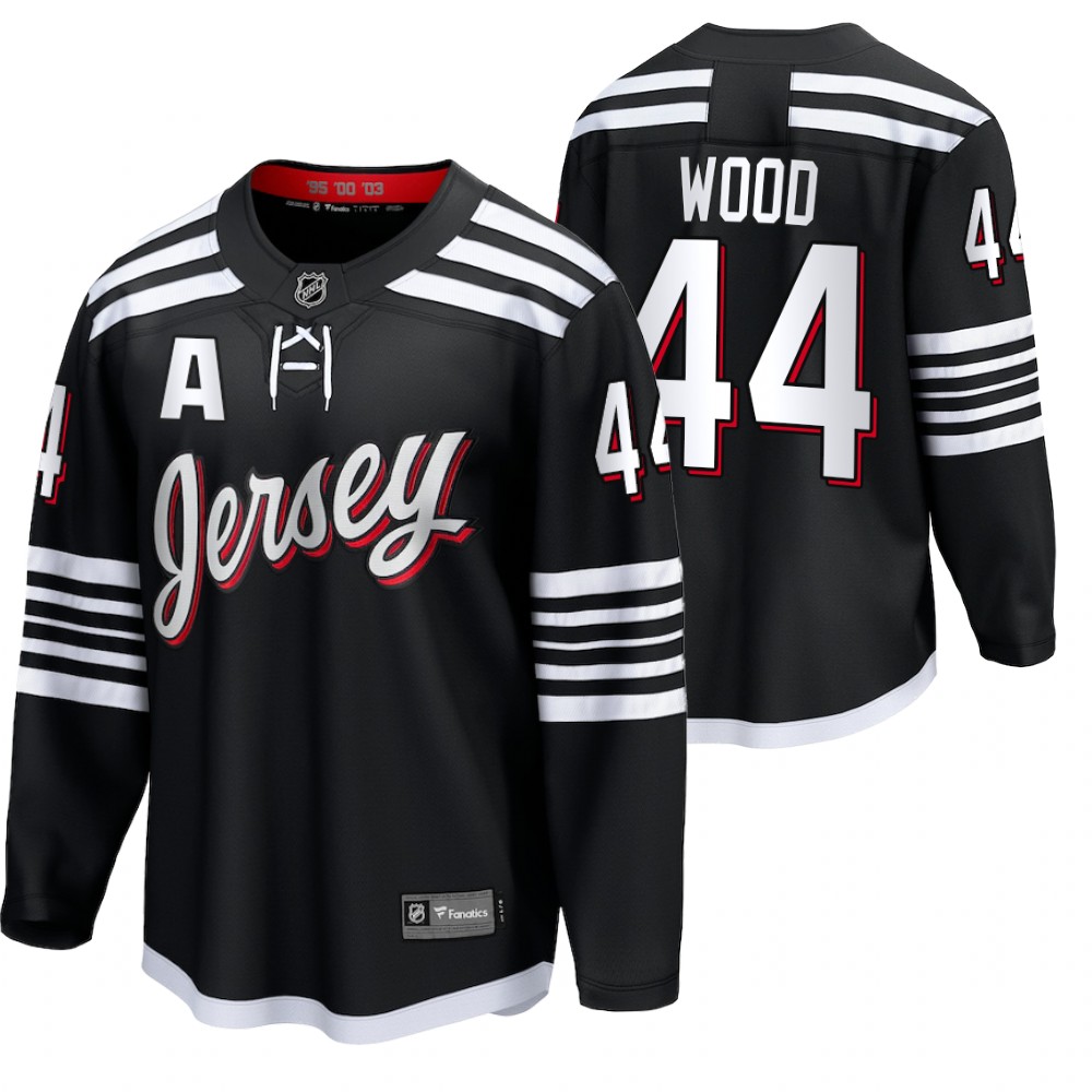 Devils #44 Miles Wood Black 2022 Alternate Jersey