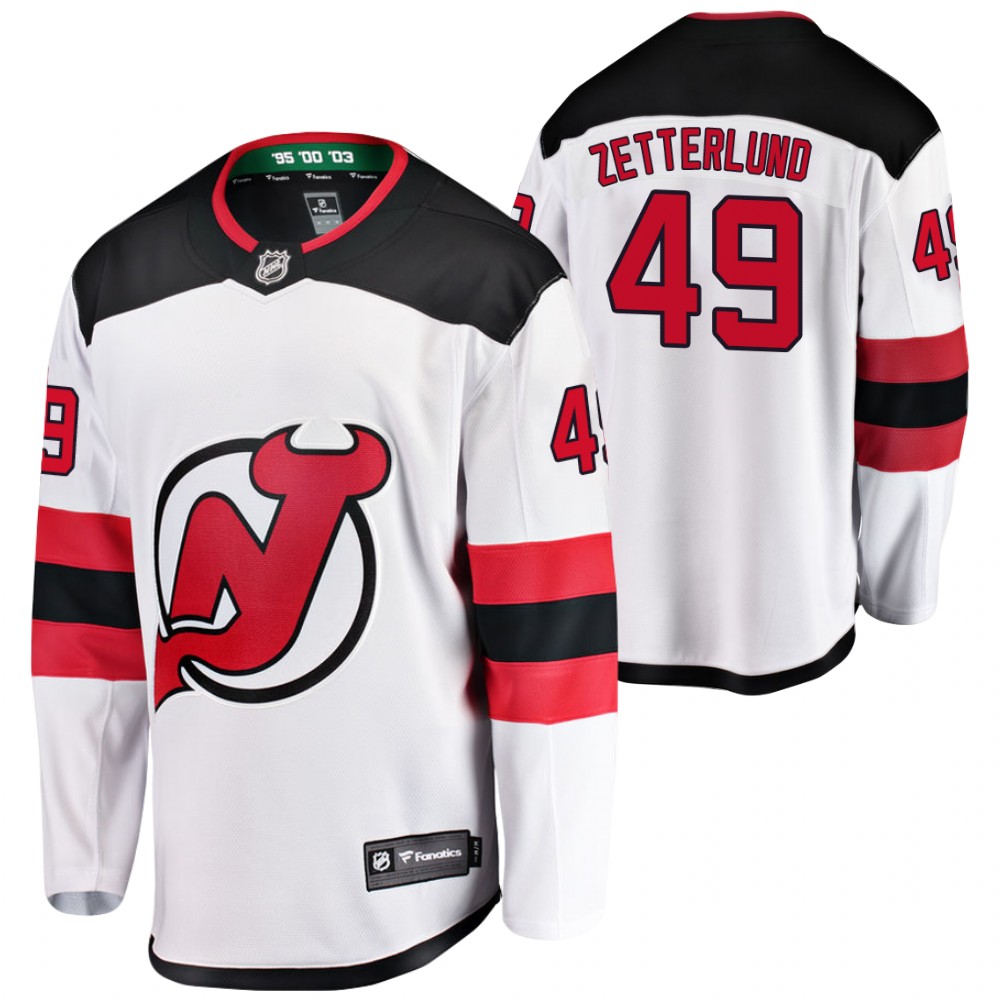 Devils #49 Fabian Zetterlund White 2021-22 Away Jersey