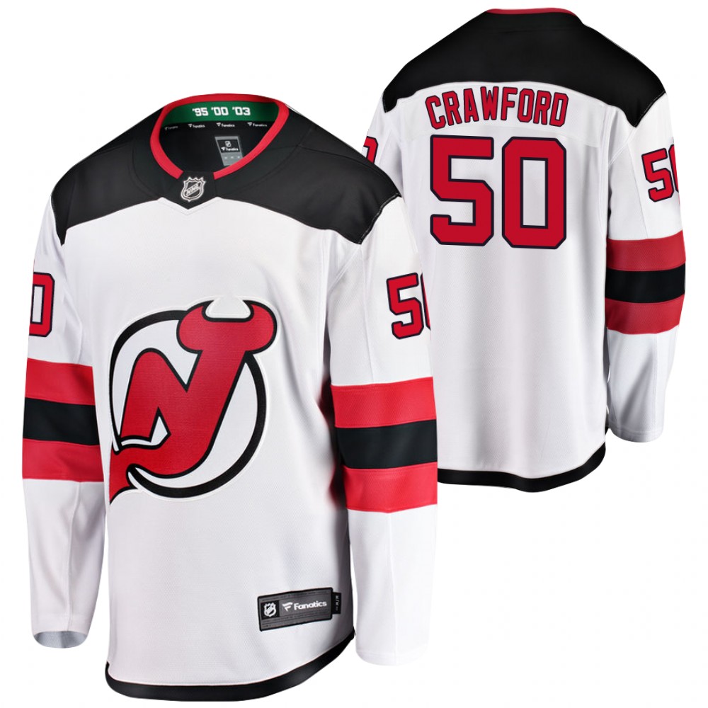 Devils #50 Corey Crawford White 2020-21 Away Jersey