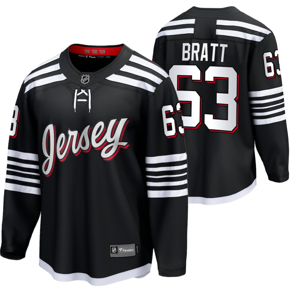 Devils #63 Jesper Bratt Black 2022 Alternate Jersey
