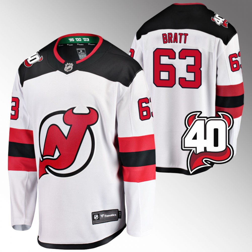 Devils #63 Jesper Bratt White 2022-23 40th Anniversary Jersey