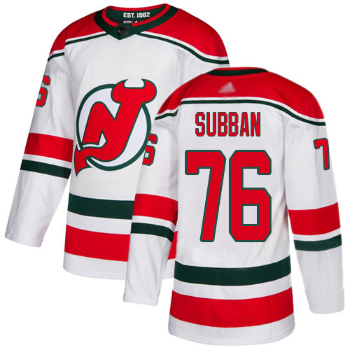 Devils #76 P. K. Subban White Alternate Authentic Stitched Hockey Jersey