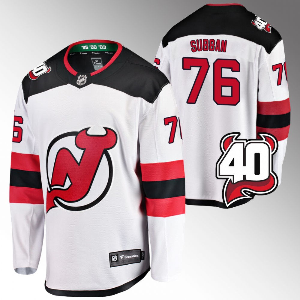 Devils #76 P.K. Subban White 2022-23 40th Anniversary Jersey