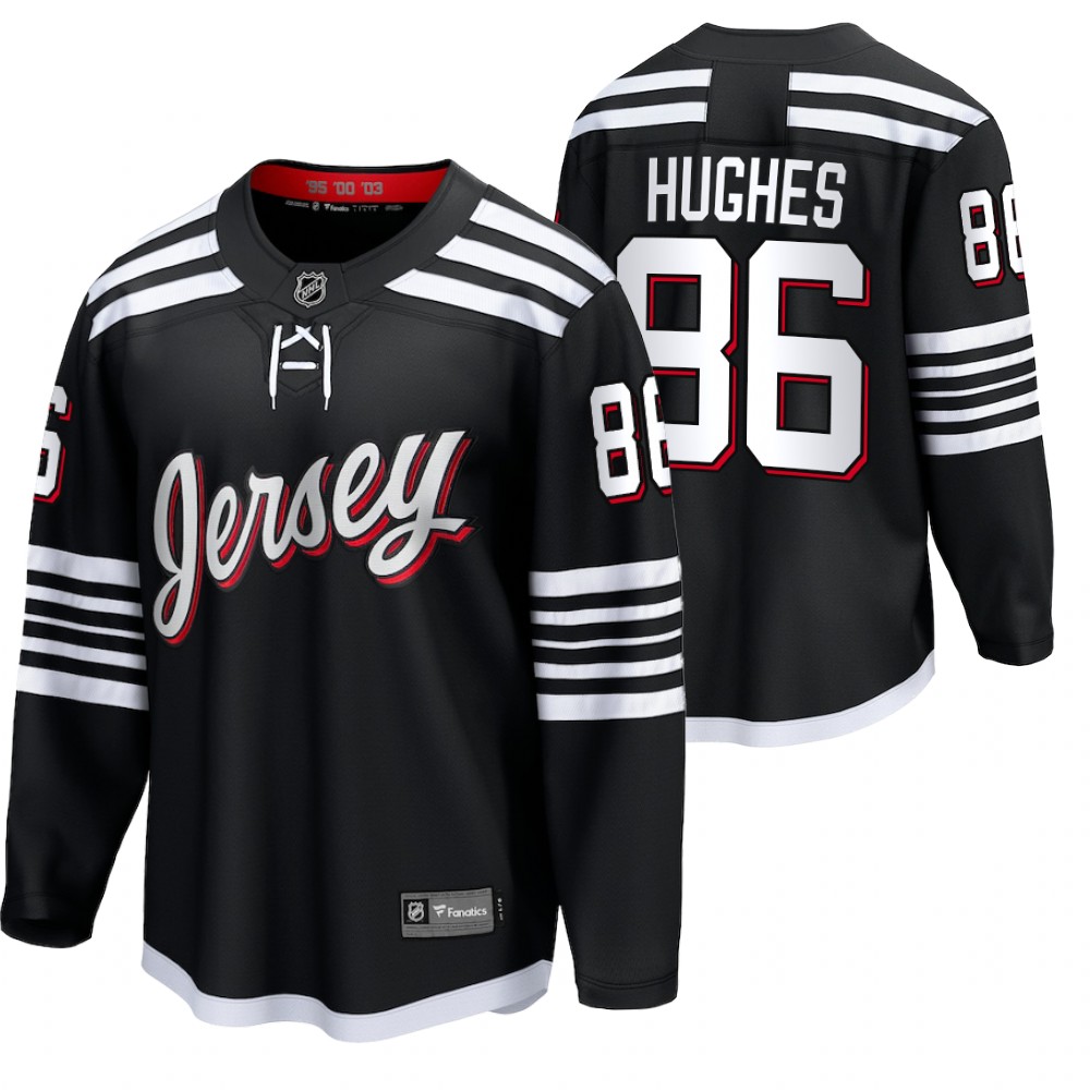 Devils #86 Jack Hughes Black 2022 Alternate Jersey
