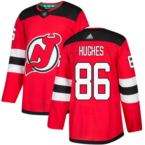 Devils #86 Jack Hughes Red Home Authentic Stitched Youth Hockey Jersey