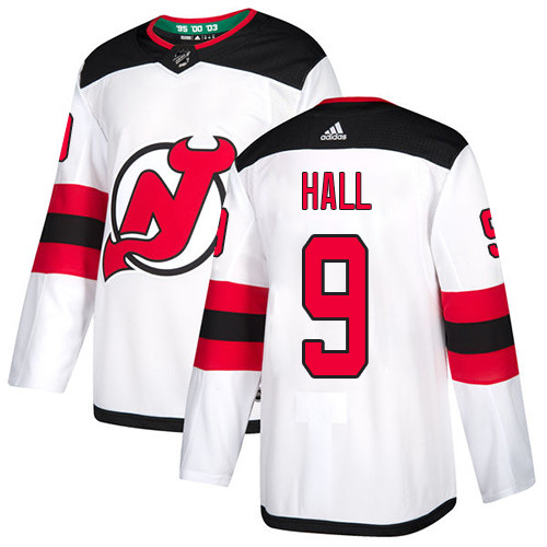 Devils #9 Taylor Hall White Road Authentic Stitched Hockey Jersey