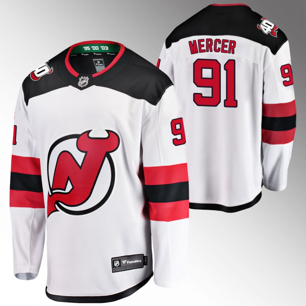 Devils #91 Dawson Mercer White 2022 Away Jersey