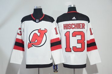 Devils 13 Nico Hischier White Adidas Jersey