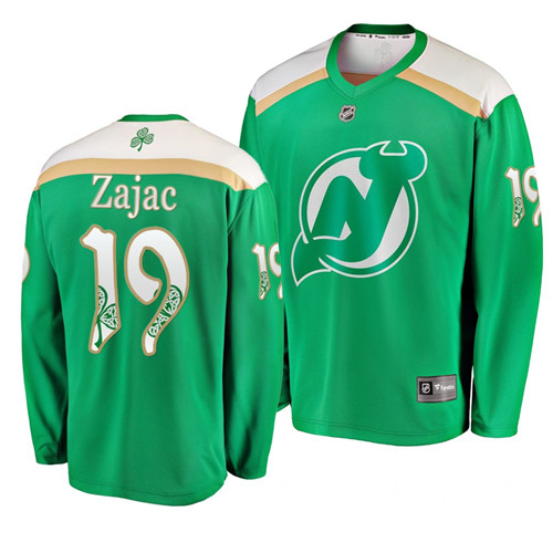 Devils 19 Travis Zajac Green 2019 St. Patrick's Day Adidas Jersey