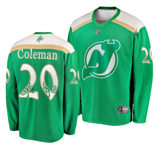 Devils 20 Blake Coleman Green 2019 St. Patrick's Day Adidas Jersey