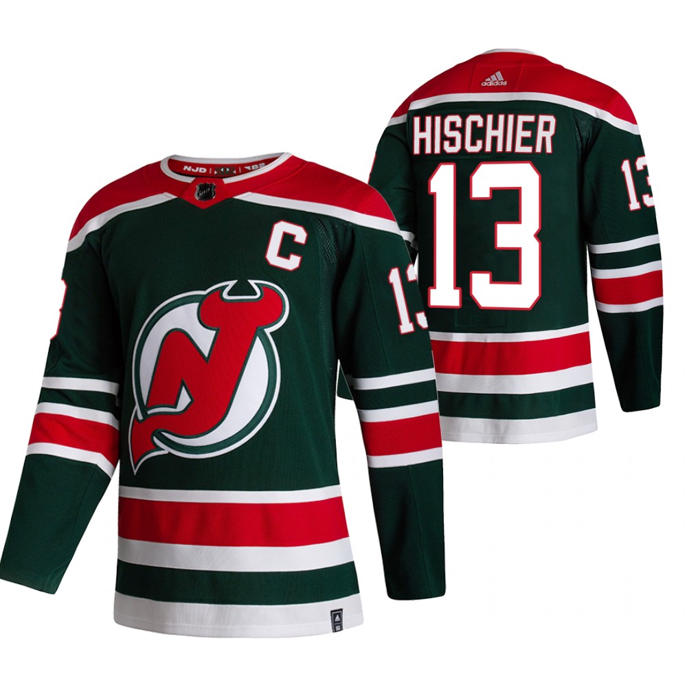 Devils 2021 Reverse Retro #13 nico hischier Green Jersey Special Edition Authentic