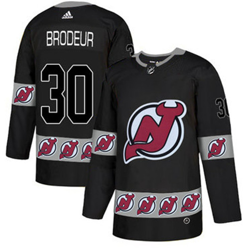 Devils 30 Martin Brodeur Black Team Logos Fashion Adidas Jersey
