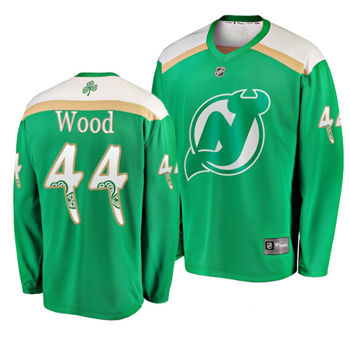 Devils 44 Miles Wood Green 2019 St. Patrick's Day Adidas Jersey