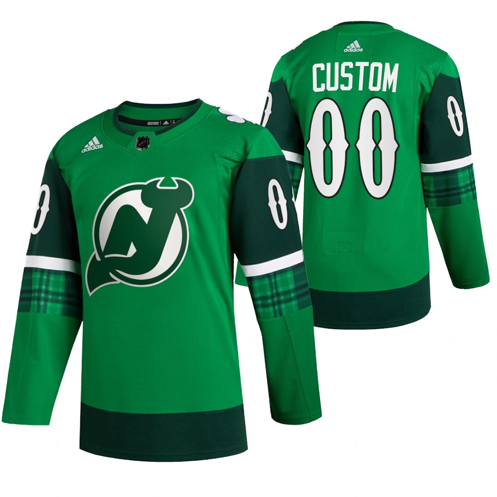 Devils Custom St Patricks Day Green #00 Jersey Warm-Up
