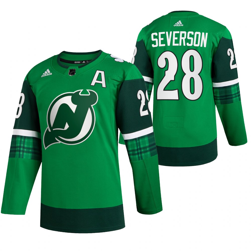 Devils Damon Severson St Patricks Day Green #28 Jersey Warm-Up